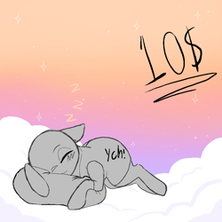 Size: 900x900 | Tagged: safe, artist:left4deadd, imported from derpibooru, oc, oc:any pony, cloud, colored, commission, for sale, sleeping, ych result, your character here