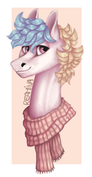 Size: 847x1633 | Tagged: safe, artist:reamina, imported from derpibooru, oc, oc:summer palette, pony, bust, clothes, male, portrait, scarf, solo, stallion