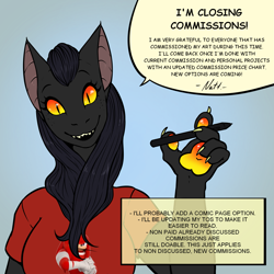 Size: 2039x2039 | Tagged: safe, artist:natt333, imported from derpibooru, oc, anthro, chimera, advertisement, commission info, community related, solo