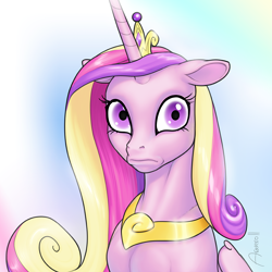 Size: 1000x1000 | Tagged: safe, artist:arareroll, imported from derpibooru, princess cadance, alicorn, female, jewelry, mare, regalia, shocked, shocked expression, solo