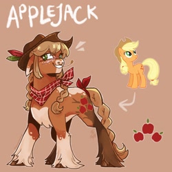 Size: 2048x2048 | Tagged: safe, artist:spoopdeedoop, imported from derpibooru, part of a set, applejack, earth pony, pony, alternate accessories, alternate color palette, alternate design, alternate hair color, alternate hairstyle, alternate tail color, alternate tailstyle, applejack's hat, applejacked, bandana, blushing, bow, braid, braided pigtails, braided tail, brown mane, brown tail, chest fluff, coat markings, colored belly, colored eartips, colored hooves, colored muzzle, colored pinnae, concave belly, cowboy hat, cutie mark eyes, ear freckles, emanata, eyebrows, eyebrows visible through hair, eyelashes, facial scar, feather, female, floppy ears, freckles, green eyes, hat, high res, mare, muscles, narrowed eyes, neckerchief, nose piercing, orange coat, outline, pale belly, piercing, pigtails, red background, redesign, scar, septum piercing, shiny hooves, shiny mane, shiny tail, signature, simple background, smiling, socks (coat markings), solo, standing, straw in mouth, tail, tail bow, text, tied mane, tied tail, unshorn fetlocks, wall of tags, wingding eyes