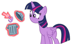 Size: 1278x762 | Tagged: safe, artist:brightstar40k, imported from derpibooru, twilight sparkle, alicorn, pony, magic duel, cursor, female, mare, mouthless, simple background, solo, transparent background, trash can, twilight sparkle (alicorn)