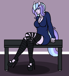 Size: 1064x1161 | Tagged: safe, artist:thunderboltx33, oc, oc only, anthro, breasts, cleavage, clothes, high heels, shoes