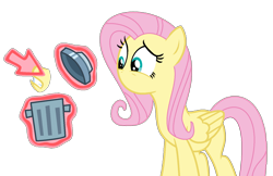 Size: 1278x829 | Tagged: safe, artist:brightstar40k, imported from derpibooru, fluttershy, pegasus, pony, magic duel, cursor, female, mare, mouthless, simple background, solo, transparent background, trash can
