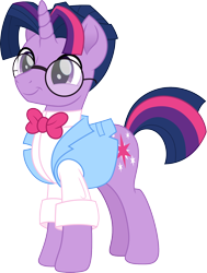 Size: 1284x1700 | Tagged: safe, artist:cloudy glow, imported from derpibooru, twilight sparkle, unicorn, atlantis: the lost empire, bowtie, clothes, disney, dusk shine, glasses, horn, male, milo thatch, rule 63, shirt, simple background, solo, suit, transparent background, white shirt