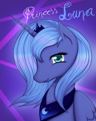 Size: 900x1142 | Tagged: artist needed, safe, imported from derpibooru, princess luna, alicorn, abstract background, blue hair, female, gradient background, solo