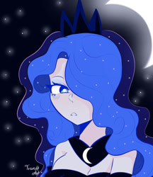Size: 828x957 | Tagged: safe, artist:trash-art06, imported from derpibooru, princess luna, human, female, hair over one eye, humanized, solo