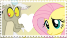 Size: 133x76 | Tagged: safe, artist:kna, artist:peachspices, edit, editor:rain-note, imported from derpibooru, discord, fluttershy, deviantart stamp, discoshy, female, male, shipping, stamp, straight