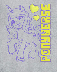 Size: 800x1000 | Tagged: safe, imported from derpibooru, izzy moonbow, pony, unicorn, clothes, female, g5, gray background, horn, jacket, long sleeved shirt, long sleeves, mare, merchandise, my little pony: make your mark, official, outline, pose, shirt, simple background, solo, unshorn fetlocks, vector