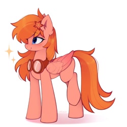 Size: 1024x1024 | Tagged: safe, artist:lerkfruitbat, imported from derpibooru, oc, oc only, pegasus, pony, commission, ear fluff, female, flower, flower in hair, goggles, mare, simple background, solo, white background
