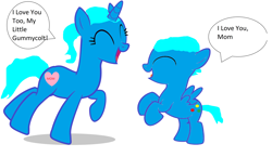 Size: 5136x2976 | Tagged: safe, artist:memeartboi, imported from derpibooru, oc, oc only, pegasus, pony, unicorn, candy, colt, family, female, female oc, foal, food, gumball, gumball watterson, happy, heart, horn, kids, male, male oc, mare, mare oc, mom, mommy, mother, mother and child, mother and son, nicole watterson, parent, pegasus oc, ponified, simple background, solo, the amazing world of gumball, unicorn oc, white background, wings