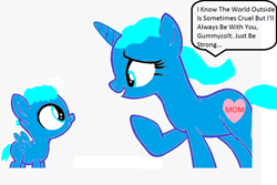 Size: 912x608 | Tagged: safe, artist:memeartboi, imported from derpibooru, oc, oc only, pegasus, pony, unicorn, candy, colt, encouragement, encouraging, family, female, female oc, foal, food, gumball, gumball watterson, happy, heart, horn, kids, male, male oc, mare, mare oc, mom, mommy, mother, mother and child, mother and son, motivation, motivational, nicole watterson, parent, pegasus oc, ponified, simple background, solo, the amazing world of gumball, unicorn oc, white background, wings