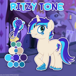 Size: 2000x2000 | Tagged: safe, artist:lovinglypromise, imported from derpibooru, oc, oc:ritzy tone, pony, unicorn, horn, male, reference sheet, solo, stallion