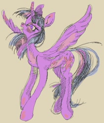 Size: 665x788 | Tagged: safe, artist:eyerealm, imported from derpibooru, twilight sparkle, alicorn, pony, curved horn, female, horn, mare, simple background, solo, spread wings, twilight sparkle (alicorn), wings