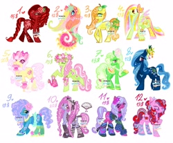 Size: 4096x3396 | Tagged: safe, artist:eyerealm, artist:junglicious64, imported from derpibooru, oc, oc only, oc:gummies, oc:rose, oc:spring, earth pony, pegasus, pony, sea pony, adoptable, belt, bonnet, boots, bow, bracelet, braces, braid, bridle, choker, clothes, coat markings, ethereal mane, fan, female, floral head wreath, flower, flower in hair, garter straps, garters, hair accessory, hair bow, hair over one eye, hairclip, hand fan, headpiece, hoof shoes, jacket, jewelry, leg warmers, long eyelashes, mare, neckerchief, necklace, reins, ringlets, saddle, shoes, simple background, skirt, sparkly eyes, sparkly mane, starry mane, tack, tail tie, unshorn fetlocks, vine, wall of tags, watering can, white background, wingding eyes