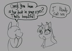 Size: 2048x1438 | Tagged: safe, artist:melodymelanchol, imported from derpibooru, galaxy (g1), pony, unicorn, dialogue, duo, female, g1, horn, mare, sketch, speech bubble