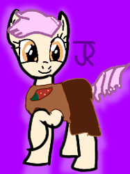 Size: 200x267 | Tagged: safe, artist:joeydr, imported from derpibooru, oc, oc:vanillaberry swirl, earth pony, food pony, original species, pony, clothes, dress, female, food, mare, ponified, solo