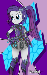 Size: 1500x2373 | Tagged: safe, artist:aorabeat, imported from derpibooru, rarity, human, equestria girls, armor, cutie mark, shadow fight 3, shadow fight arena, solo, sword, weapon
