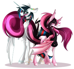 Size: 2488x2331 | Tagged: safe, artist:darkjillmlp123, imported from derpibooru, oc, oc only, alicorn, bat pony, pony, duo, duo male and female, female, male, mare, simple background, stallion, transparent background