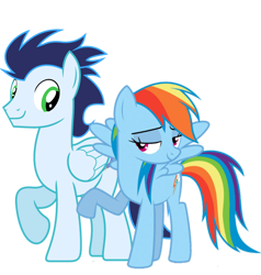 Size: 1610x1689 | Tagged: safe, imported from derpibooru, rainbow dash, soarin', pegasus, pony, duo, duo male and female, female, male, mare, shipping, simple background, soarindash, stallion, straight, transparent background