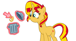 Size: 1278x699 | Tagged: safe, artist:brightstar40k, imported from derpibooru, sunset shimmer, pony, unicorn, cursor, female, horn, mare, mouthless, simple background, solo, transparent background, trash can