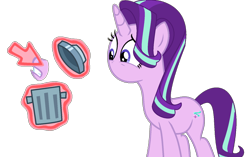 Size: 1278x803 | Tagged: safe, artist:brightstar40k, imported from derpibooru, starlight glimmer, pony, unicorn, cursor, female, horn, mare, mouthless, simple background, solo, transparent background, trash can