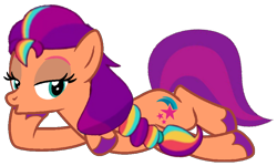 Size: 912x549 | Tagged: safe, artist:noi kincade, imported from derpibooru, sunny starscout, earth pony, pony, female, g5, mane stripe sunny, mare, seductive pose, simple background, solo, stupid sexy sunny starscout, sultry pose, transparent background
