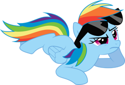 Size: 1024x697 | Tagged: safe, artist:okaminekowiesel, imported from derpibooru, rainbow dash, pegasus, pony, lesson zero, season 2, .svg available, female, mare, missing cutie mark, simple background, sunglasses, transparent background, vector