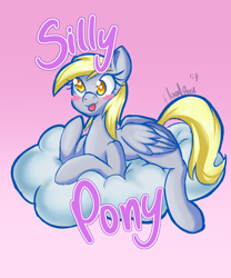 Size: 3000x3600 | Tagged: safe, artist:floralshitpost, imported from derpibooru, derpy hooves, pegasus, pony, blushing, clothes, cute, derpabetes, folded wings, gradient background, heart, heart eyes, silly, silly pony, solo, text, tongue out, wingding eyes, wings