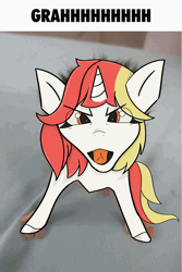 Size: 4800x7200 | Tagged: safe, imported from derpibooru, oc, oc only, oc:lazy sunday, pony, unicorn, angry, behaving like a cat, creature, funny, horn, looking at you, meme, silly, solo, yelling