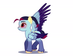 Size: 2402x1844 | Tagged: safe, artist:dagych, imported from derpibooru, oc, oc only, pegasus, 2021, blue coat, pegasus oc, simple background, smiling, solo, white background, wings