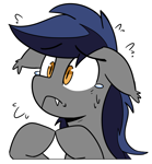 Size: 1300x1400 | Tagged: safe, artist:icey, imported from derpibooru, oc, oc only, oc:echo, bat pony, pony, floppy ears, hooves together, simple background, solo, sticker, transparent background