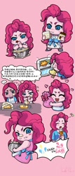 Size: 720x1680 | Tagged: safe, artist:chaomeinaixindebaojiangwan252, imported from derpibooru, pinkie pie, human, equestria girls, baking, chibi, female, pink background, simple background, solo