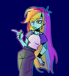 Size: 2067x2288 | Tagged: safe, artist:ember420, imported from derpibooru, rainbow dash, human, blue background, humanized, simple background
