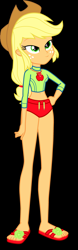 Size: 1250x4024 | Tagged: safe, imported from derpibooru, applejack, equestria girls, applejack's beach shorts swimsuit, applejack's hat, cowboy hat, geode of super strength, hat, magical geodes