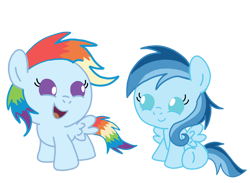 Size: 3466x2541 | Tagged: safe, imported from derpibooru, oc, oc:ragtag, oc:shooting star, pegasus, pony, baby, baby pony, female, filly, foal, offspring, parent:rainbow dash, parent:soarin', parents:soarindash, simple background, transparent background