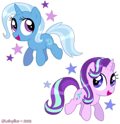 Size: 827x850 | Tagged: safe, artist:lullapiies, imported from derpibooru, starlight glimmer, trixie, unicorn, female, horn, lesbian, shipping, simple background, startrix, transparent background