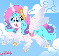 Size: 1834x1722 | Tagged: safe, artist:ladylullabystar, imported from derpibooru, oc, oc:lovely promise, alicorn, pony, female, flying, mare, not flurry heart, offspring, parent:princess cadance, parent:shining armor, parents:shiningcadance, solo