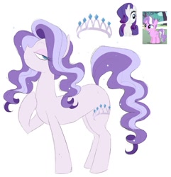 Size: 1077x1115 | Tagged: safe, artist:sparjechkaa, imported from derpibooru, diamond tiara, rarity, oc, pony, adoptable, cutie mark, fused, fusion, screencap reference, simple background, white background