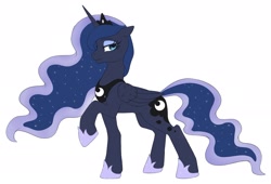 Size: 2241x1526 | Tagged: safe, alternate version, artist:ghoasthead, imported from derpibooru, princess luna, alicorn, pony, concave belly, female, hoof shoes, jewelry, mare, peytral, regalia, simple background, solo, white background