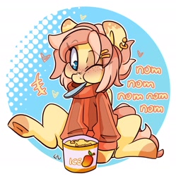 Size: 1928x1936 | Tagged: source needed, safe, artist:lou, imported from derpibooru, oc, oc only, pony, female, food, ice cream, mare