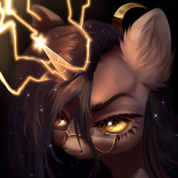 Size: 4000x4000 | Tagged: safe, artist:unt3n, imported from derpibooru, pony, unicorn, bust, glasses, horn, magic, portrait