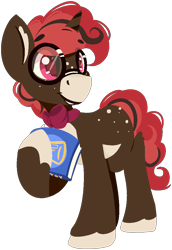 Size: 750x1090 | Tagged: safe, artist:rhythmpixel, imported from derpibooru, oc, oc only, oc:lava swirl, unicorn, book, bowtie, freckles, glasses, horn, lineless, simple background, solo, transparent background, younger