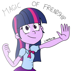 Size: 1657x1657 | Tagged: safe, artist:littlemisspiep, imported from derpibooru, twilight sparkle, human, equestria girls, female, simple background, solo, style emulation, the owl house, white background