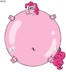 Size: 1493x1620 | Tagged: safe, artist:mario-felix17, imported from derpibooru, pinkie pie, earth pony, female, inflation, simple background, solo, white background