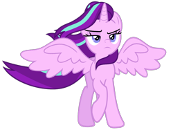 Size: 1680x1261 | Tagged: safe, edit, editor:puroperopony, imported from derpibooru, vector edit, starlight glimmer, alicorn, pony, alicornified, female, frown, mare, race swap, raised hoof, simple background, solo, spread wings, starlicorn, transparent background, vector, windswept mane, wings, xk-class end-of-the-world scenario