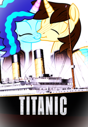 Size: 3392x4856 | Tagged: safe, artist:stephen-fisher, imported from derpibooru, oc, oc:ej, canon x oc, couple, female, g5, literal, male, misty brightdawn, nuzzling, ship, shipping, straight, titanic