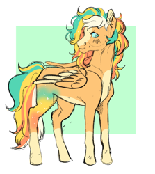 Size: 1620x1819 | Tagged: safe, artist:cactiflowers, imported from derpibooru, oc, oc:golden high, pegasus, pony, colored wings, female, mare, solo, two toned wings, wings