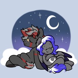 Size: 2600x2600 | Tagged: safe, artist:paperbagpony, imported from derpibooru, oc, oc only, moon, scar, sleeping, stars