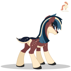 Size: 2325x2325 | Tagged: safe, artist:r4hucksake, imported from derpibooru, oc, oc only, oc:starry night, deer, deer pony, hybrid, original species, butt, coat markings, countershading, doe, female, fit, looking at you, looking back, looking back at you, plot, simple background, slender, socks (coat markings), solo, thin, transparent background